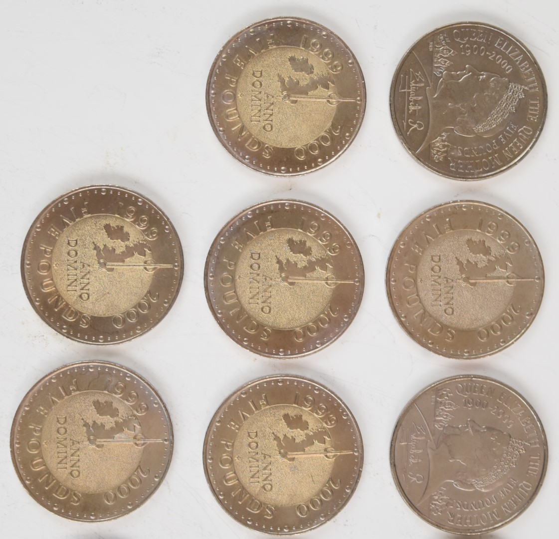 Sixteen Elizabeth II £5 crown coins comprising ten millennium coins, two 2002 and four 2000 Queen - Image 2 of 3