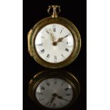 Vale S Honlette of Coventry pair cased pocket watch with ornate gold hands, black Roman and Arabic