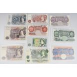 Bank of England banknotes comprising two John Page £10, Jasper Hollam £5, five various £1 notes