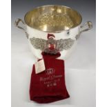 Royal Queen Sheffield silver plated twin handled wine or champagne cooler bucket, with original