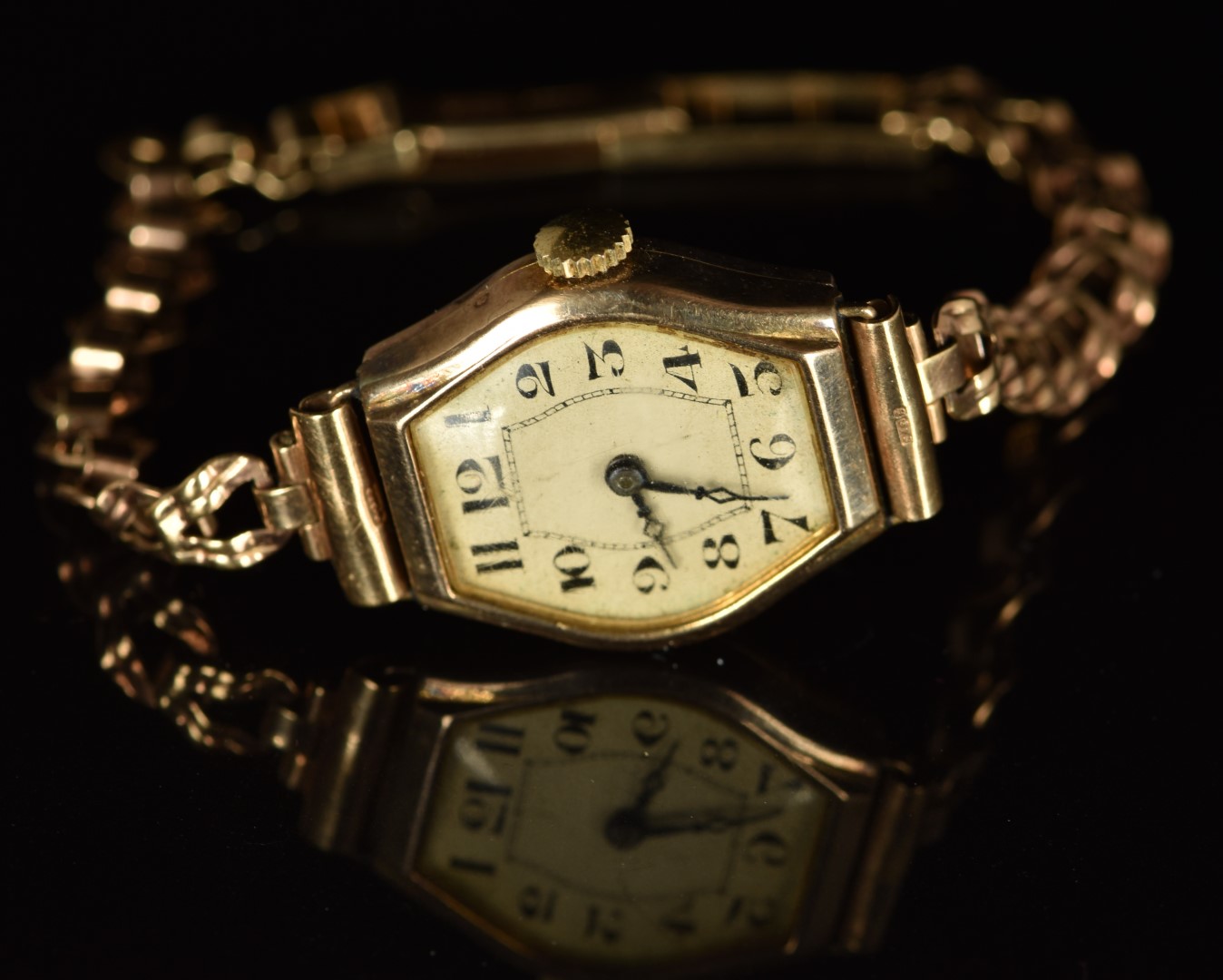 Four various 9ct gold watches comprising three ladies wristwatches and a open faced pocket watch, - Image 5 of 5