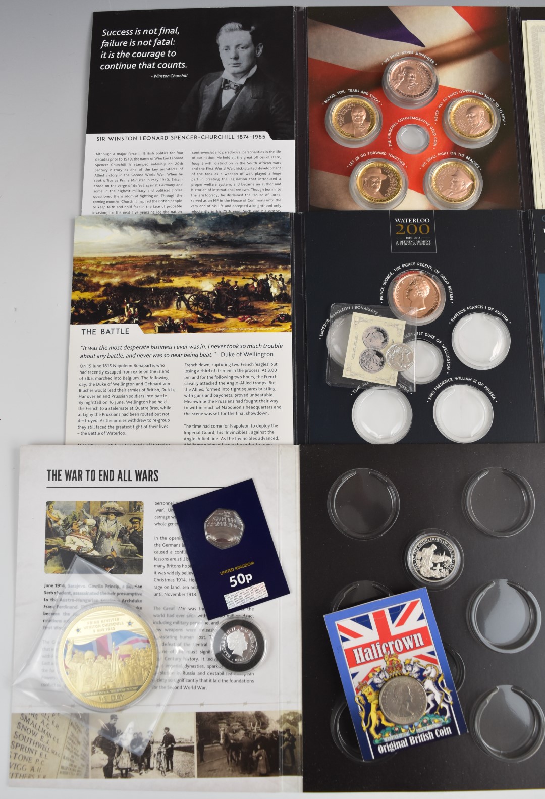 Military related coin presentation packs, London Mint gold plated commemoratives, oversized VE - Image 2 of 3