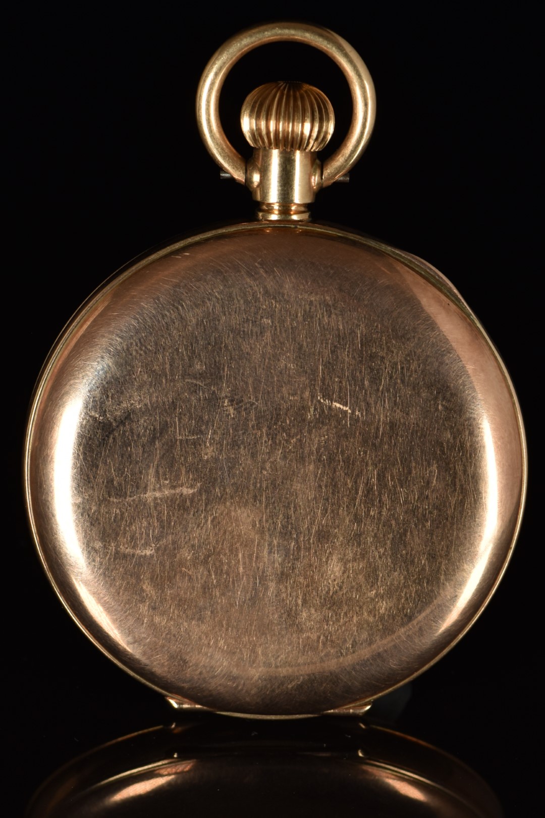 Unnamed 9ct gold keyless winding half hunter pocket watch with subsidiary seconds dial, blued hands, - Image 3 of 6