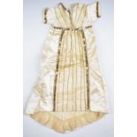 19thC cream silk and lace child's dress with sequinned and beaded decoration and lace trim to the