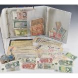 Collection of all world banknotes including uncirculated examples, five consecutive £1 notes,
