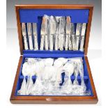 Six place setting canteen of silver plated King's pattern cutlery, width of canteen 41cm