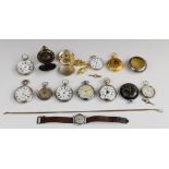 A collection of pocket and wristwatches including silver examples, Smiths, Kendal & Dent,