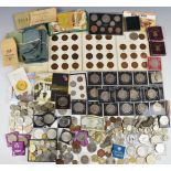 A collection of UK coinage, includes modern crowns 1952 onwards, some silver content, 1922 Liberty