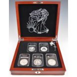 The Complete Set of American Eagle Silver Dollars comprising five 1oz pure silver Dollars in perspex