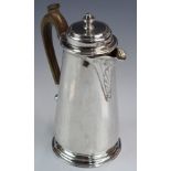 George VI hallmarked silver hot water jug, Sheffield 1934, maker Harrison Brothers & Howson,