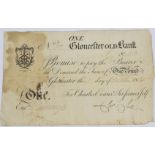 Gloucester Old Bank 1814 provincial Georgian one pound banknote, serial number 50, for Charles Evans