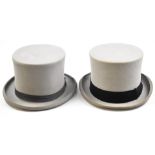 Two vintage top hats, sizes 7 1/8 and 7 3/8