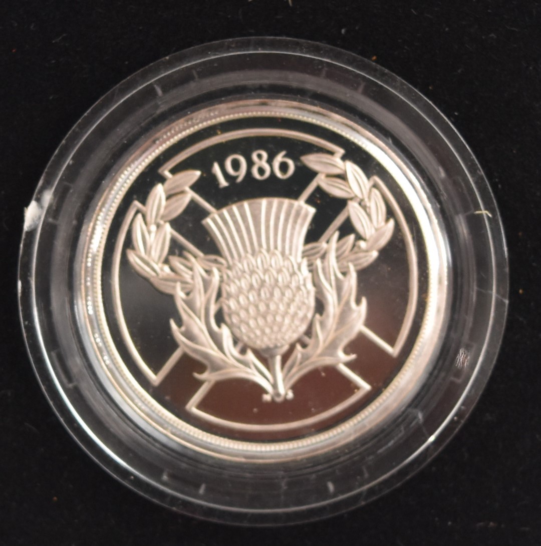 Six Royal Mint silver proof coins comprising a United Nations Anniversary piedfort, a Queen Mother - Image 2 of 7