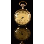 Recorret of Bruxelles 18ct gold keyless winding open faced pocket watch with blued Breguet hands,