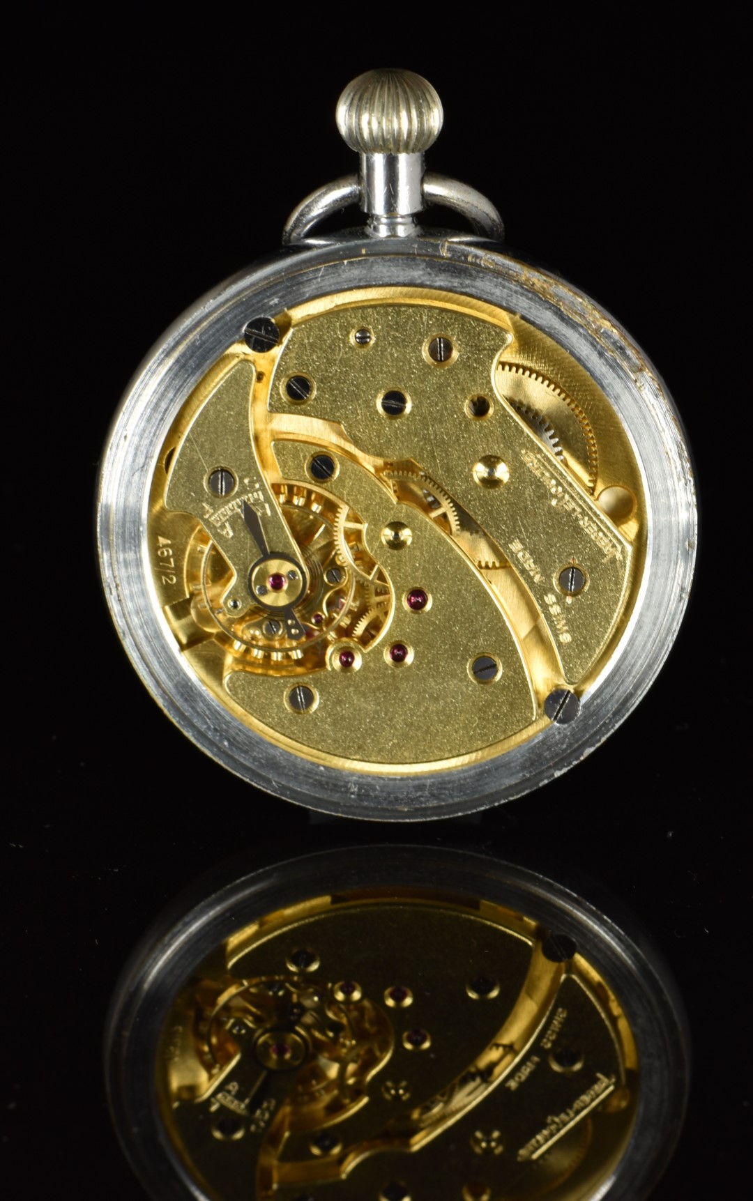Jaeger LeCoultre keyless winding open faced military pocket watch with inset subsidiary seconds - Image 3 of 3