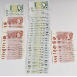 UK uncirculated and consecutive banknotes comprising thirty nine £1 notes, three £1 notes, two