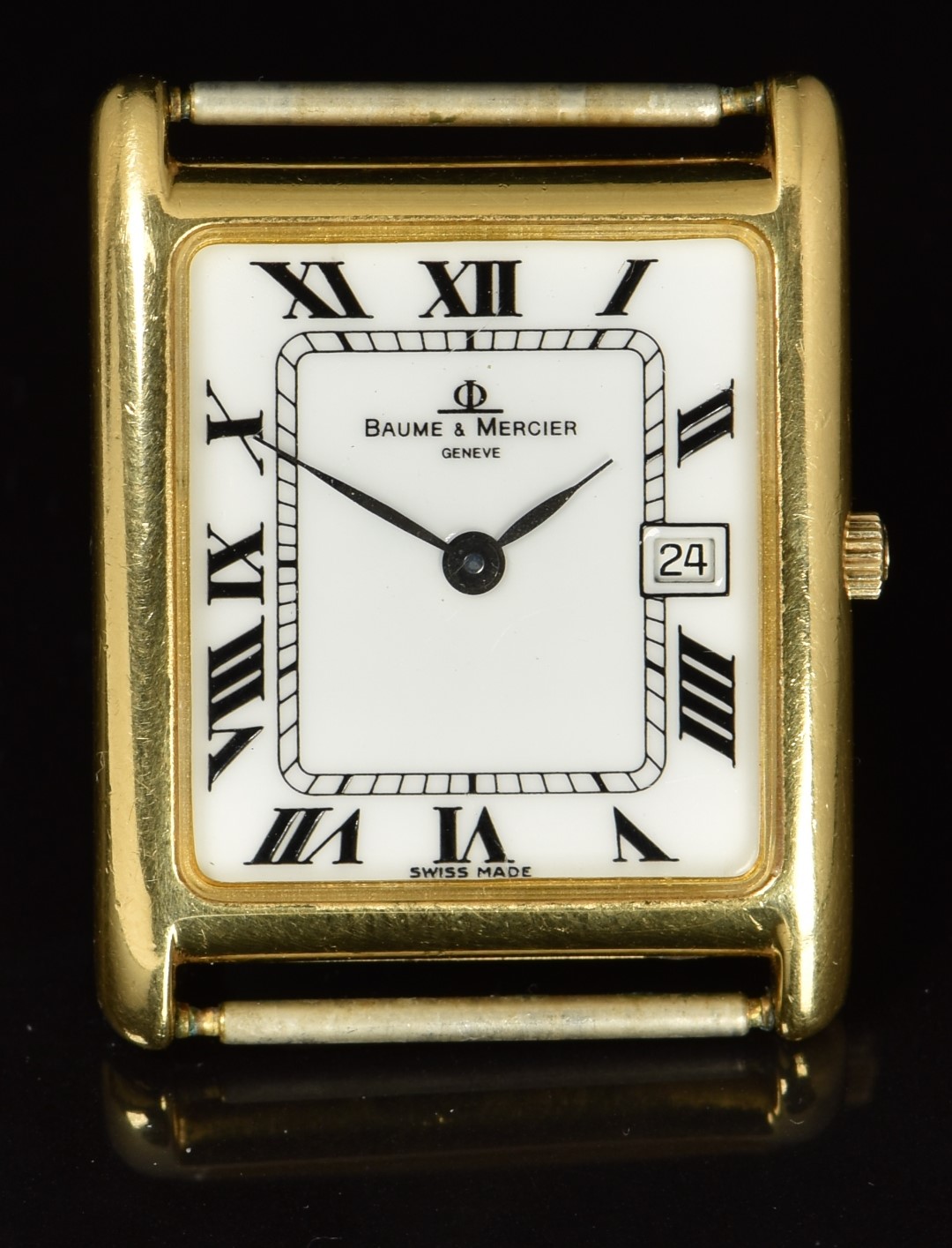 Baume & Mercier 18ct gold gentleman's wristwatch ref. 17342 with date aperture, blued hands, black