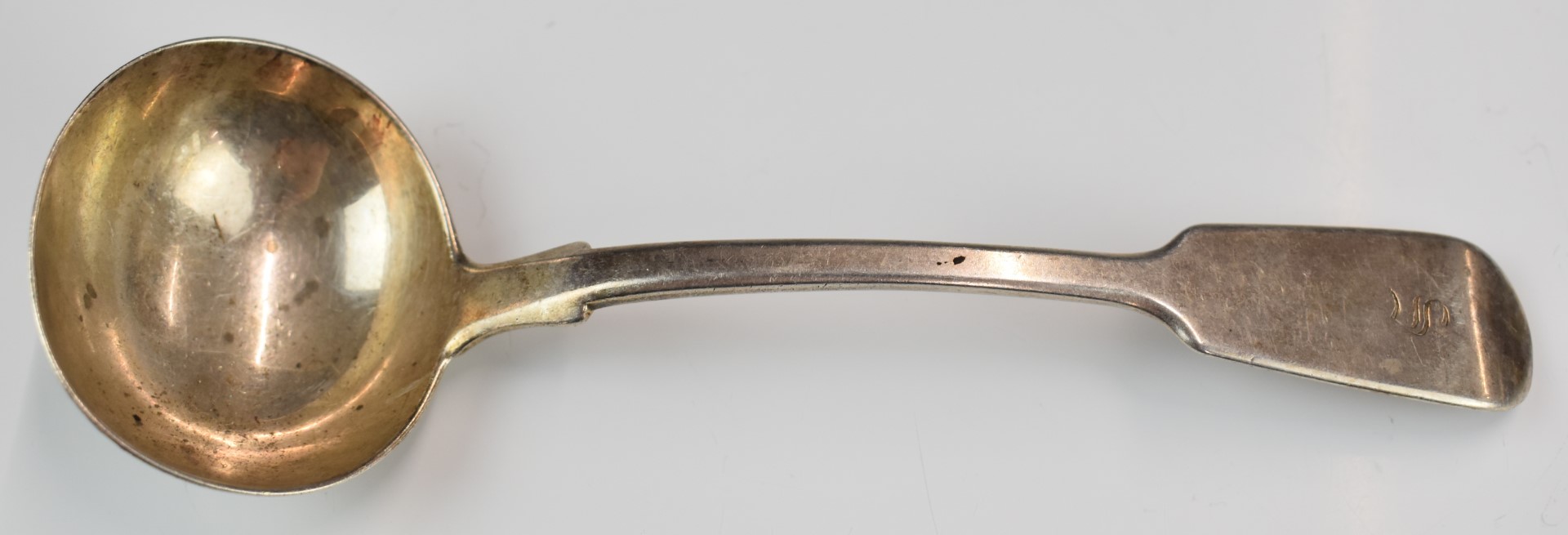 Victorian hallmarked silver fiddle pattern ladle, London 1840, maker Charles Lias, length 18cm,