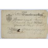 Gloucester Old Bank 1813 provincial Georgian one pound banknote, serial number 3328, for Charles