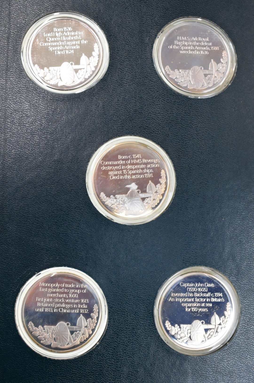 John Pinches limited edition set of 100 hallmarked silver medallions titled The Mountbatten Medallic - Image 2 of 7