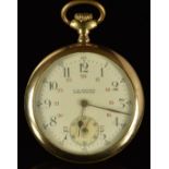 Zenith for R B Maybee gold plated keyless winding open faced pocket watch with inset subsidiary