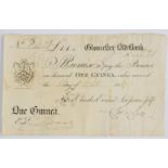 Gloucester Old Bank 1814 provincial Georgian one guinea banknote, serial number 421, for Charles