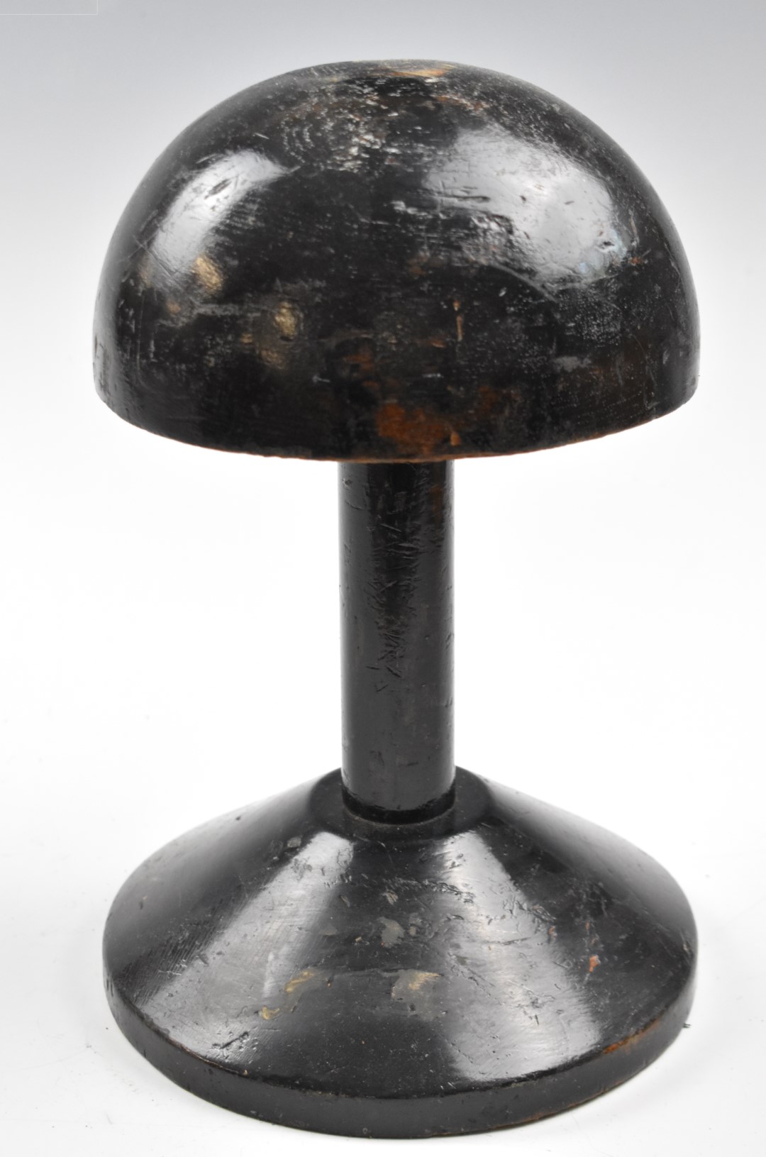 Turned wood ebonised vintage shop display hat stand, height 31cm together with an adjustable wire - Image 7 of 12