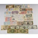 Banknotes including £5 signed Beale, foreign notes, Straits Settlements, Japanese etc