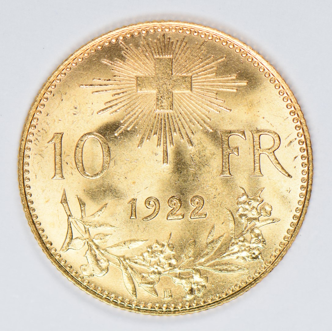 1922 Swiss 10 Franc gold coin weight 3.2g - Image 2 of 2