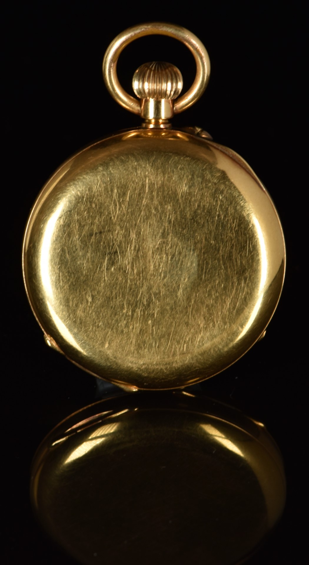 William Box of Gloucester 18ct gold keyless winding open faced pocket watch with inset subsidiary - Image 2 of 3