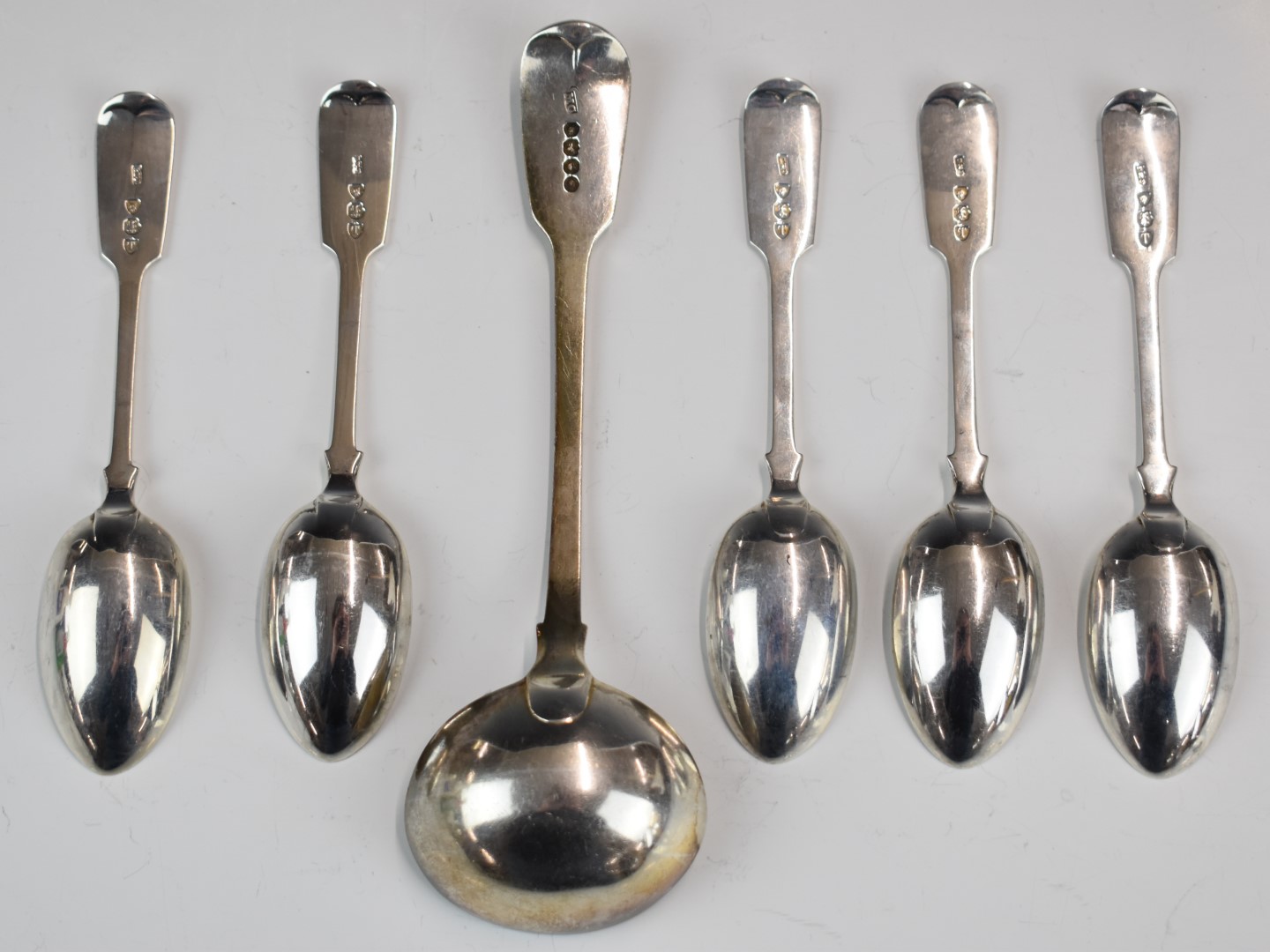 Victorian hallmarked silver fiddle pattern cutlery comprising sauce ladle, London 1837, maker Mary - Image 2 of 4