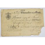 Gloucester Old Bank 1814 provincial Georgian one pound banknote, serial number 87, for Charles Evans