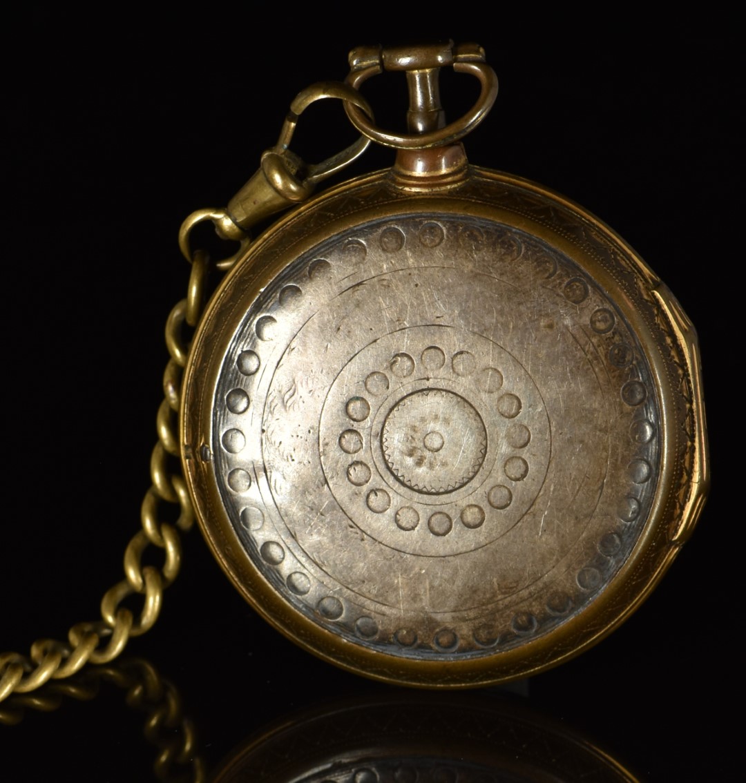 William Sheafe of London pair cased pocket watch with gold hands, black Arabic numerals, white - Image 2 of 3
