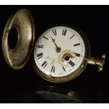 G M Harrison of London hallmarked silver half hunter pocket watch with subsidiary seconds dial, gold