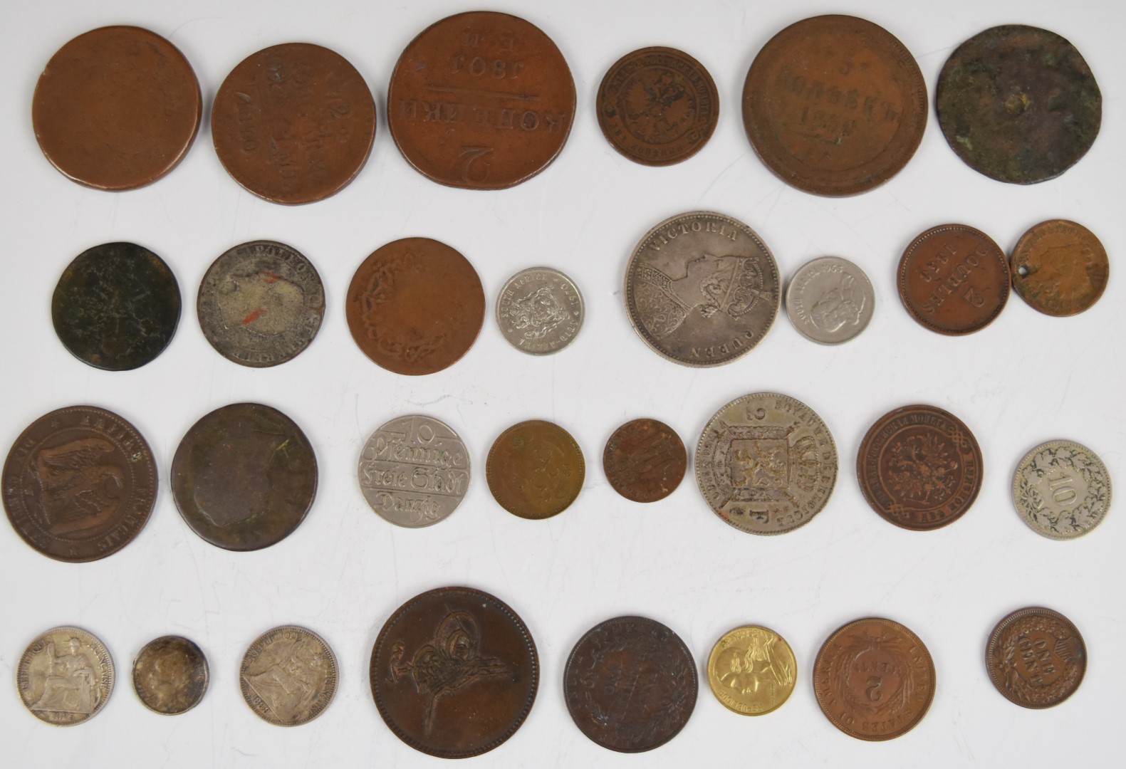 An interesting collection of overseas coinage 19thC onwards to include Leopold I and II 2F, - Image 2 of 2