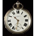 Thomas Russell & Son hallmarked silver open faced pocket watch with subsidiary seconds dial, gold