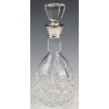 Elizabeth II hallmarked silver mounted cut glass decanter, Sheffield 1979, maker Barker Ellis Silver