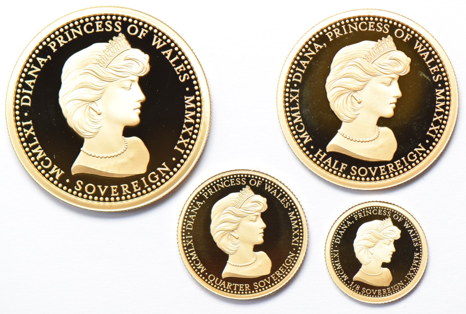 Hattons of London 2021 four coin proof gold sovereign set commemorating Princess Diana's 'would - Image 3 of 3