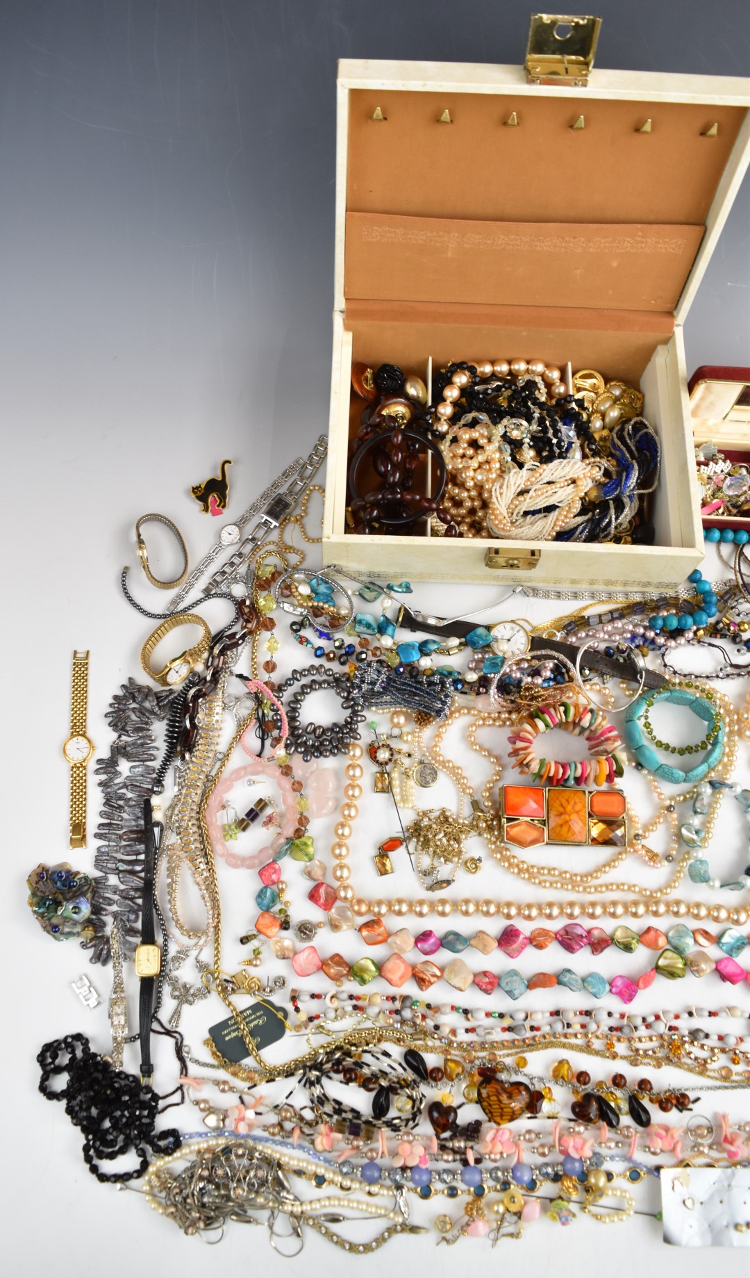 A collection of costume jewellery including beaded necklaces, watches including Monet, Swarovski, - Image 2 of 4