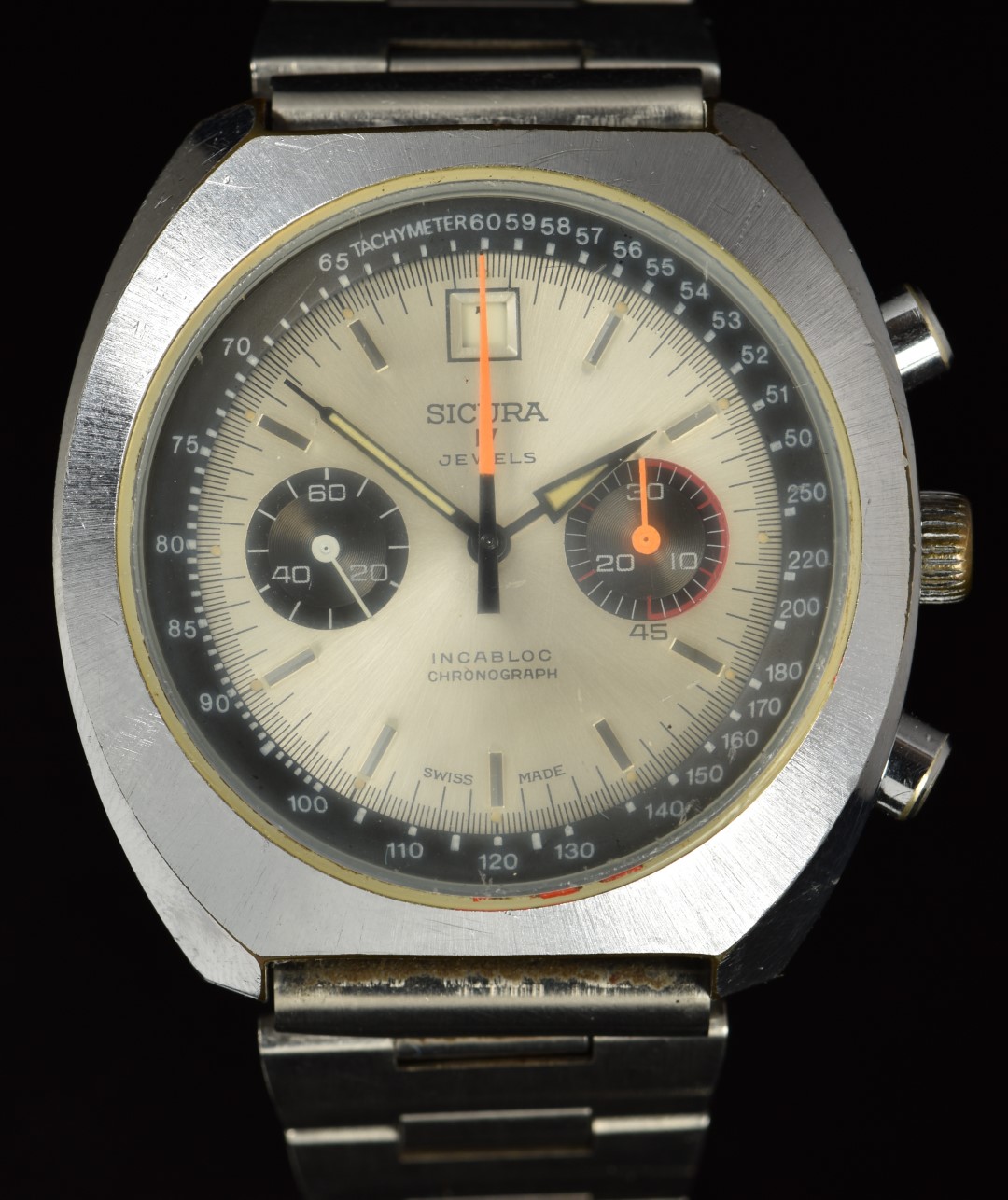 Sicura (Breitling) gentleman's chronograph wristwatch with date aperture, luminous hour and