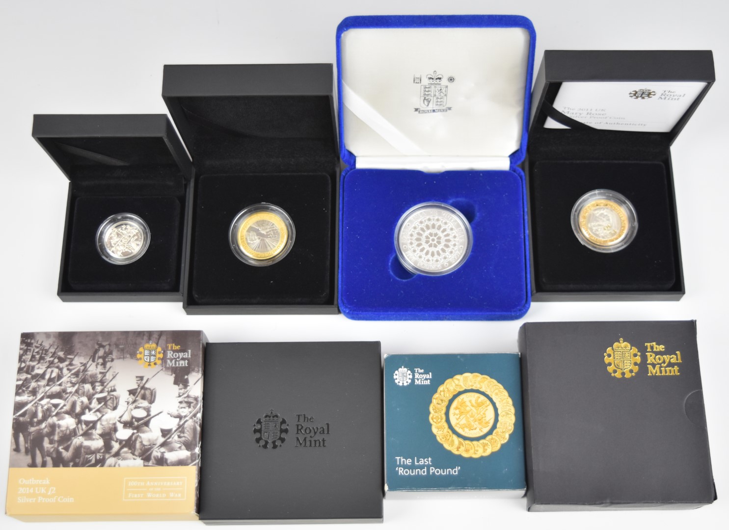 A collection of four commemorative silver proof piedfort coins comprising a 2007 Queen Elizabeth