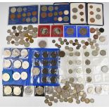 A collection of UK coinage with silver content, together with modern crowns 1951 onwards, £5