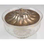 Victorian hallmarked silver topped glass condiment or similar pot, Sheffield 1840, maker Henry