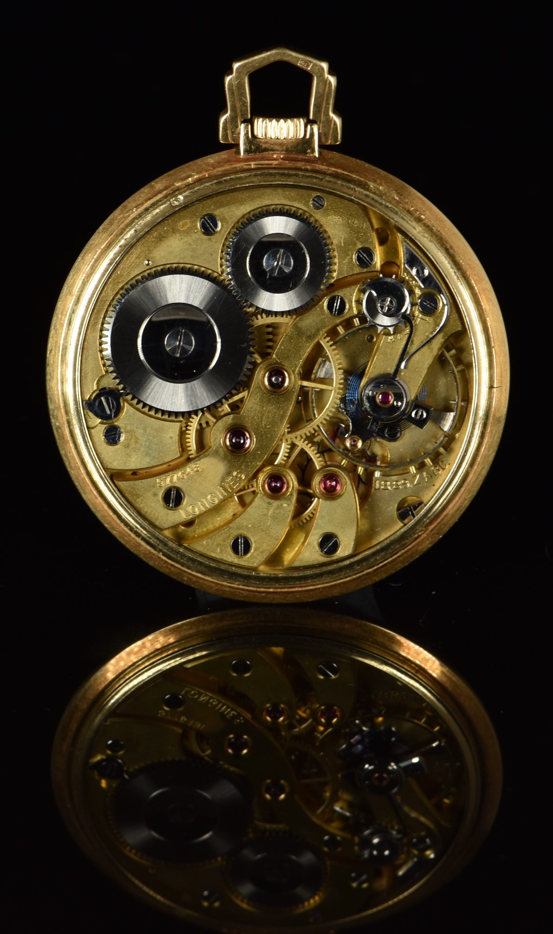 Longines Art Deco 14ct gold keyless winding open faced pocket watch with inset subsidiary seconds - Image 3 of 3