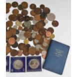 A quantity of UK coinage including WW1 and WW2 era examples, brass threepences including 1946 low