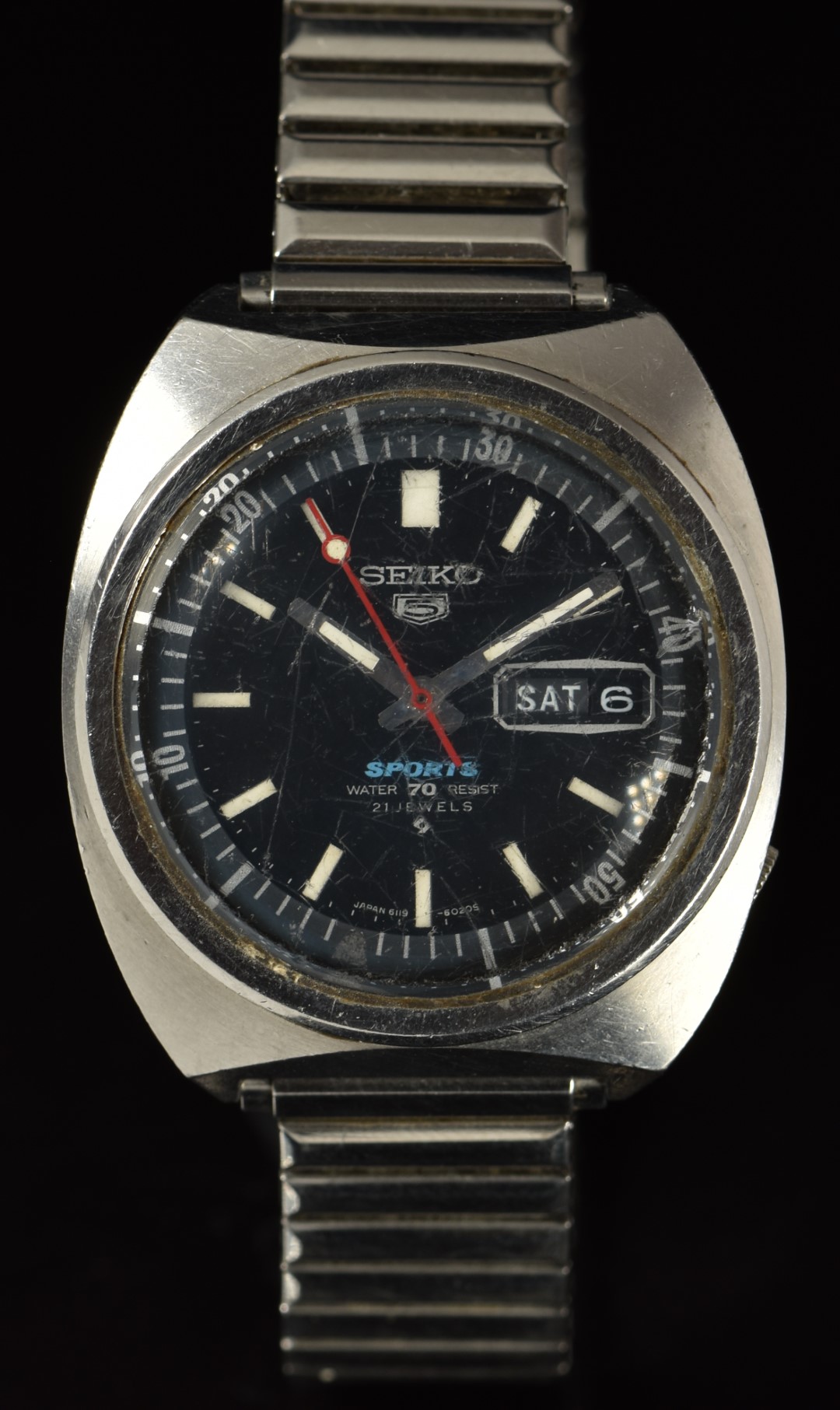 Seiko 5 Sports gentleman's automatic wristwatch ref. 6119-6023 with day and date aperture,