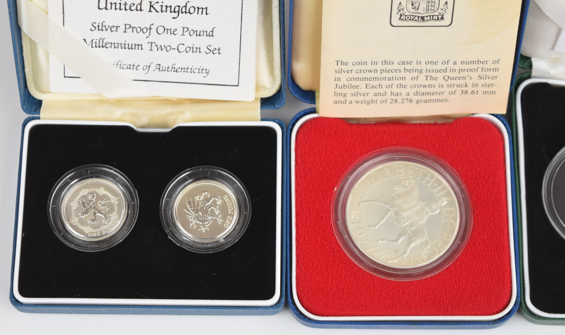 Six Royal Mint commemorative silver proof coins comprising a 1999 - 2000 set of two Millennium £1 - Image 2 of 3