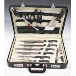 Cased set of Prima knives and accessories