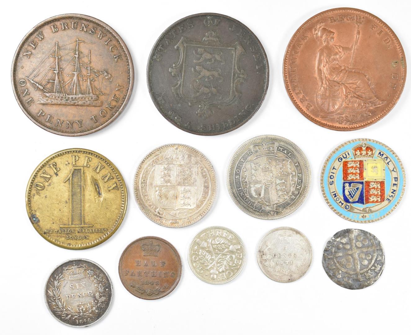 Collectible Victorian coinage and tokens including 1848 one penny with some original patination, - Image 2 of 2