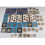 A collection of modern UK crowns, USA dollars etc together with Britain's First Decimal packs etc